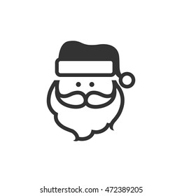 Santa Claus head icon in single color. Celebration Christmas December merry