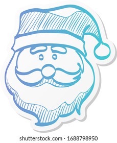 Santa Claus head icon in sticker color style. Celebration Christmas December merry