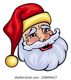 Santa Claus head isolated on a white background.