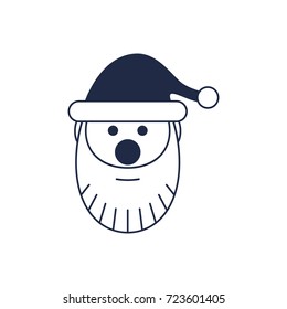 Santa claus head isolated vector icon. Merry christmas and happy new year symbol illustration.