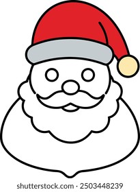 Santa Claus Head line art illustration.