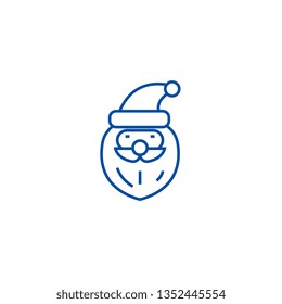 Santa claus head line icon concept. Santa claus head flat  vector symbol, sign, outline illustration.