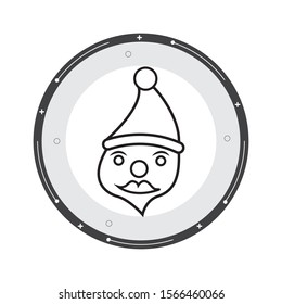 Santa Claus Head line  icon with white background