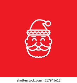 Santa Claus Head line icon, outline vector sign, linear pictogram isolated on red. logo illustration