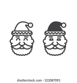 Santa Claus Head line icon, outline and filled vector sign, linear and full pictogram isolated on white, logo illustration