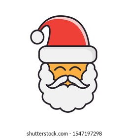 santa claus head merry christmas red hat icon in flat style isolated. Vector Symbol illustration.