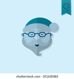 Santa Claus Head. Monochrome color. Single Flat Icon . Vector