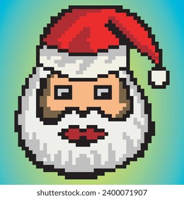 Santa claus head pixel art design
