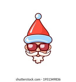 santa claus head with santa red hat isolated on white background. Santa label or sticker design 