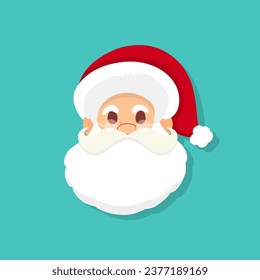 Santa Claus head with red hat. Santa Claus head in cartoon style. Set of cartoon Santa character. Santa Claus head in a flat design