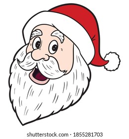 santa claus head with red winter hat and beard