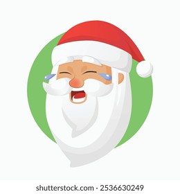 Santa Claus Head vector art flat design in cartoon style with smiling face perfect for merry Christmas and kids book asset design isolated 
