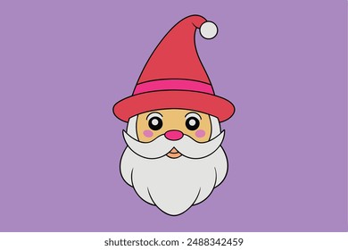 Santa Claus Head vector in cartoon, clipart, and line art styles for festive designs.