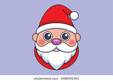 Vector de cabeza de Santa Claus en dibujos animados, Clipart y estilos de arte de línea para diseños festivos.