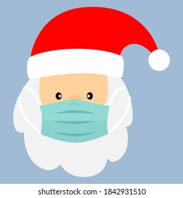 Santa Claus head wearing a medical mask