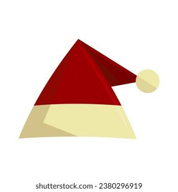 Santa Claus headdress. Red fur Santa Claus hat. Flat vector illustration isolated on white background.