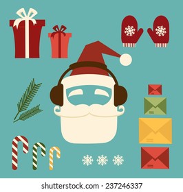 Santa Claus with headphones illustration