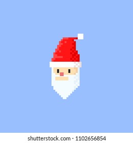 Santa claus head.Pixel art.