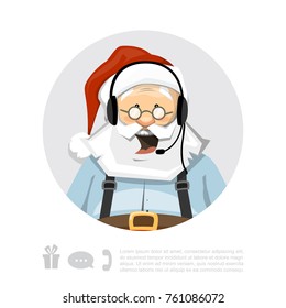 Santa Claus With Headset Vector Character