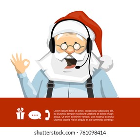 Santa Claus con carácter vector de auriculares