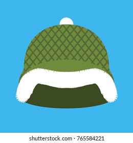 Santa Claus Helmet. Green Military hard hat with fur. Army Christmas Winter warm hat