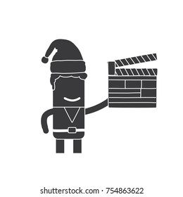 Santa Claus helper with a clapper board, vector illustration design. Christmas collection.