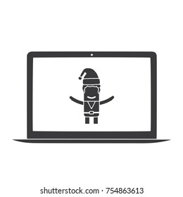 Santa Claus helper in a computer, vector illustration design. Christmas collection.