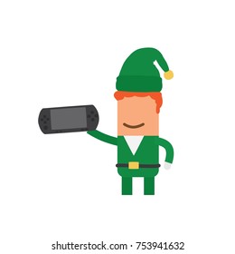 Santa Claus helper with a console, vector illustration design. Christmas collection.