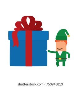 Santa Claus helper with a gift, vector illustration design. Christmas collection.