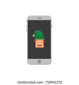 Santa Claus helper in a smartphone, vector illustration design. Christmas collection.