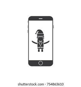 Santa Claus helper in a smartphone, vector illustration design. Christmas collection.