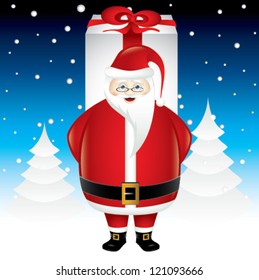 Santa Claus hide a gift
