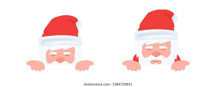 Santa Claus hiding vector illustration. Christmas decoration with cartoon character.