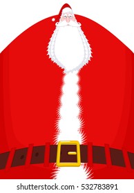 Santa Claus high and belt. Huge Christmas grandfather. Enormous man with beard in red suit. Illustration for new year
