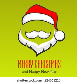 Santa Claus hipster style face on green, vector illustration