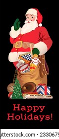 Santa Claus with his bag of toys and games