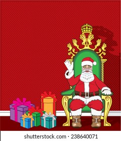 Santa Claus in his chair with presents Vector