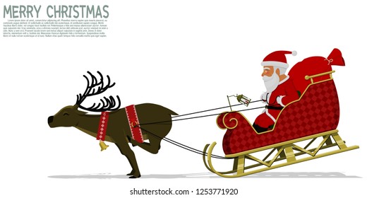 Santa Claus and his deer are moving quickly
