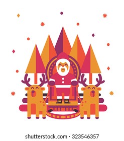 Santa claus and his deer vector illustration