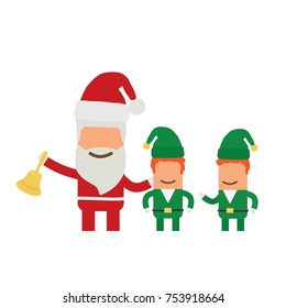 Santa Claus with his helpers, vector illustration design. Christmas collection.