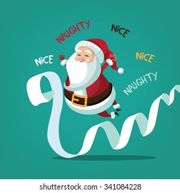 Santa Claus with his naughty and nice list. EPS 10 vector illustration.