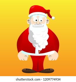 Santa Claus in his red clothes with white beard standing. Vector cartoon character illustration.