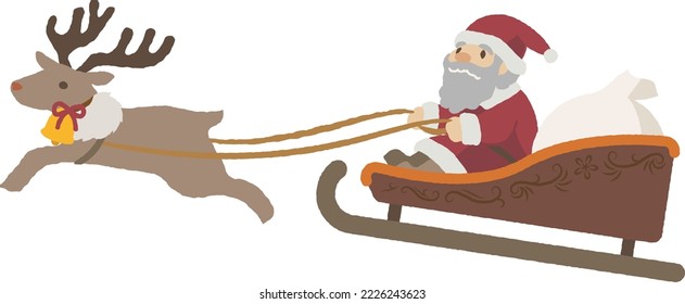 Santa Claus and his reindeer on a sled