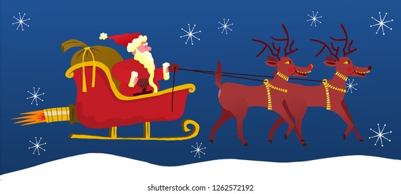 santa claus and his reindeers are coming to town with presents on december for the holidays like Christmas.