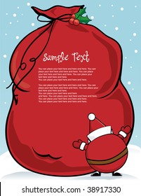 Santa Claus and his toy sack with copy space