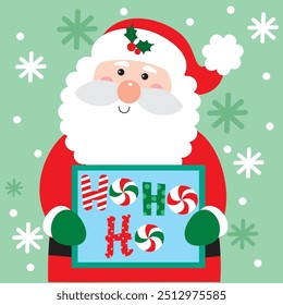 Santa Claus with Ho ho ho For Christmas Card or Bag design