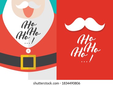 Santa Claus with Ho-Ho-Ho text Greeting cards. Vector illustration