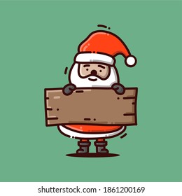 Santa Claus hold the board, simple flat vector illustration