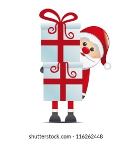 santa claus hold gift boxes
