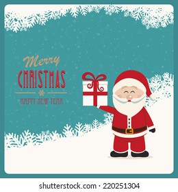 santa claus hold gift winter snowy background
